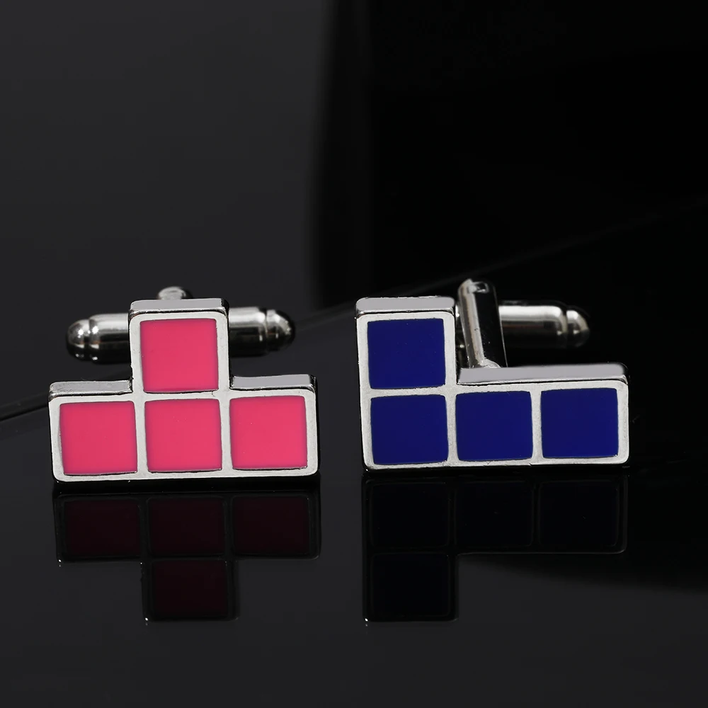 Wholesale New Mens Cufflinks Pink Enamel Game Cuff Links Blue Ricky Teewee Sleeve Button For Boys Shirt Suit Tuxedo Party Gift