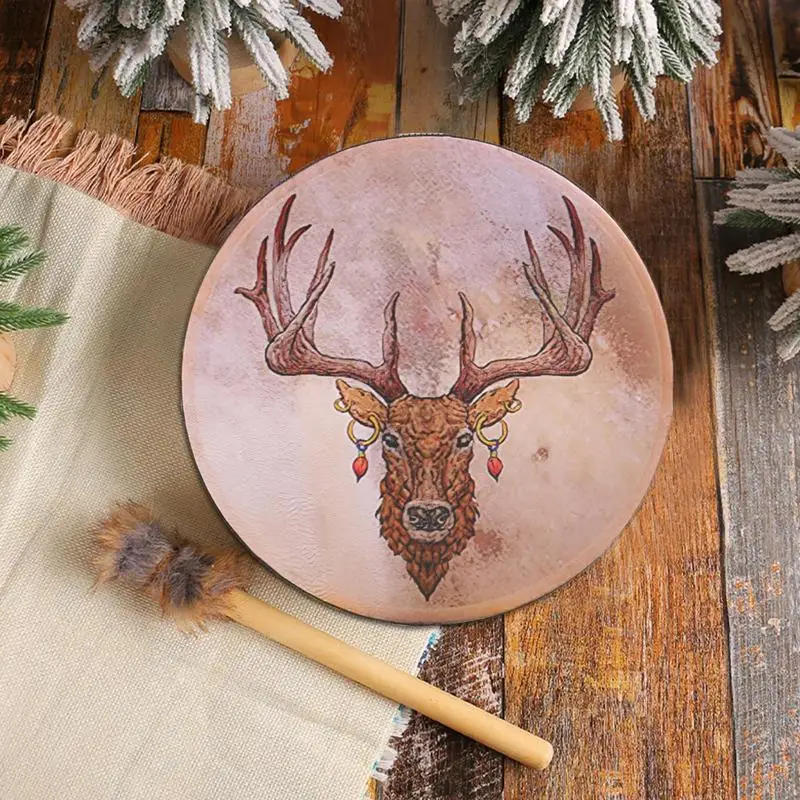 Shaman Drums For Adults 9Inch Deer Head Handcrafted Drum Sound Healer Instrumental Shaman Drum For Spiritual Music Reflection