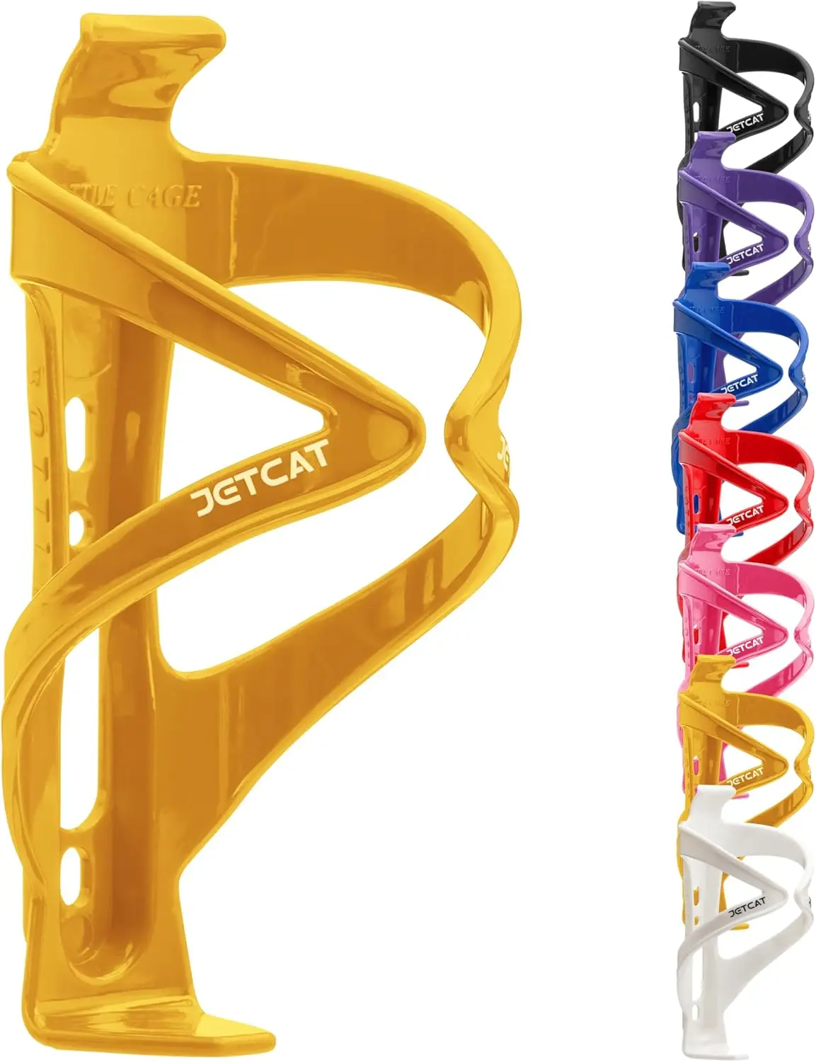 

Bike Water Bottle Holder - Secure Cage for MTB, Road, Gravel, eBike, Kids, Adult Bicycles, Carbon Fiber, Yellow