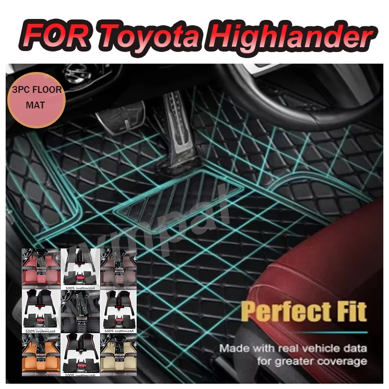 

LUXURY Car Floor Mats For Toyota Highlander (Hybrid/Petrol)7 Seats 2022 2023 Auto Foot Pads