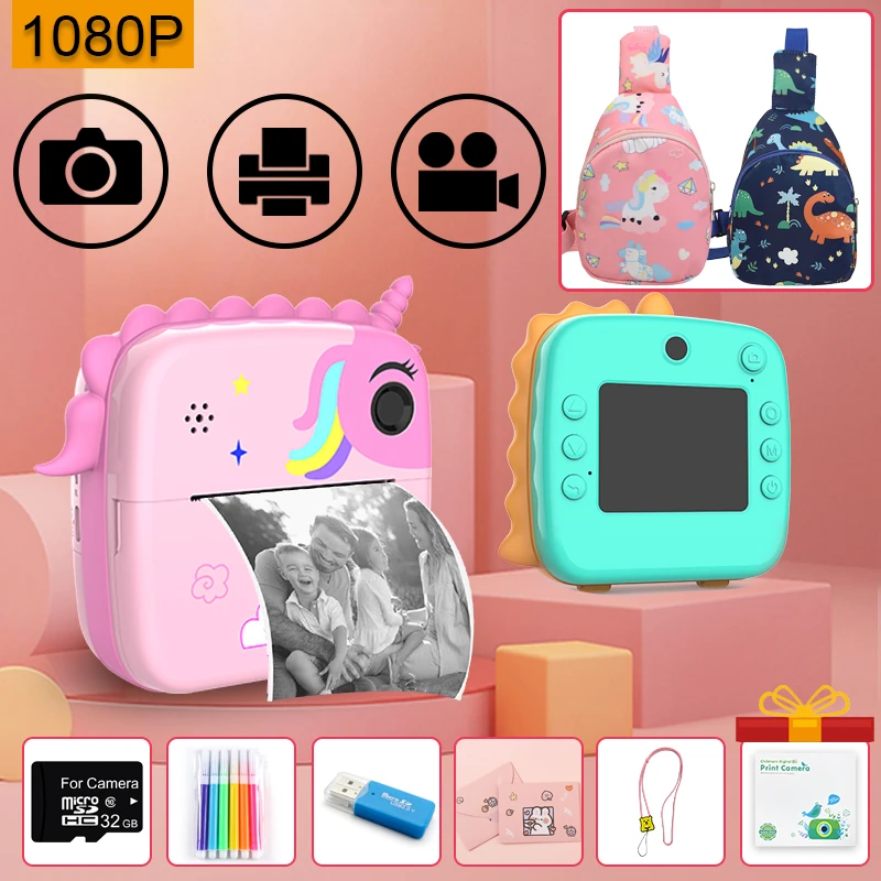 Instant Print Digital Kids Camera 1080p HD For Gifts Boys Birthday Girls Children Paper Shoot Photo Video Cameras Toy Outdoor