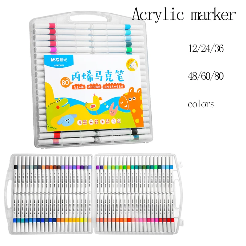 

M&G Acrylic Markers - Non-Bleeding, Layering Capable Watercolor Pens Art Supplies for Students and Artists 12/24/36/48/60/80 Col