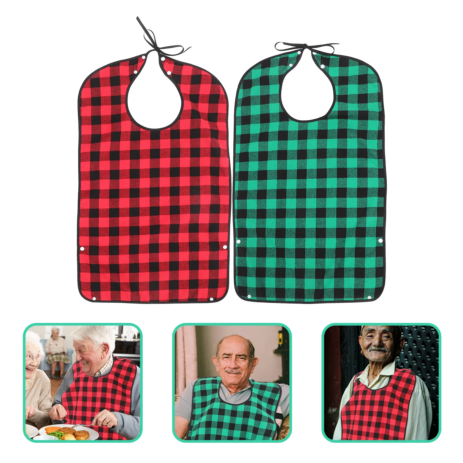 

2pcs Waterproof Adult Large Pocket Food Catcher For Elderly Seniors Special Needs Reusable Washable Dining Protector Adult Bibs