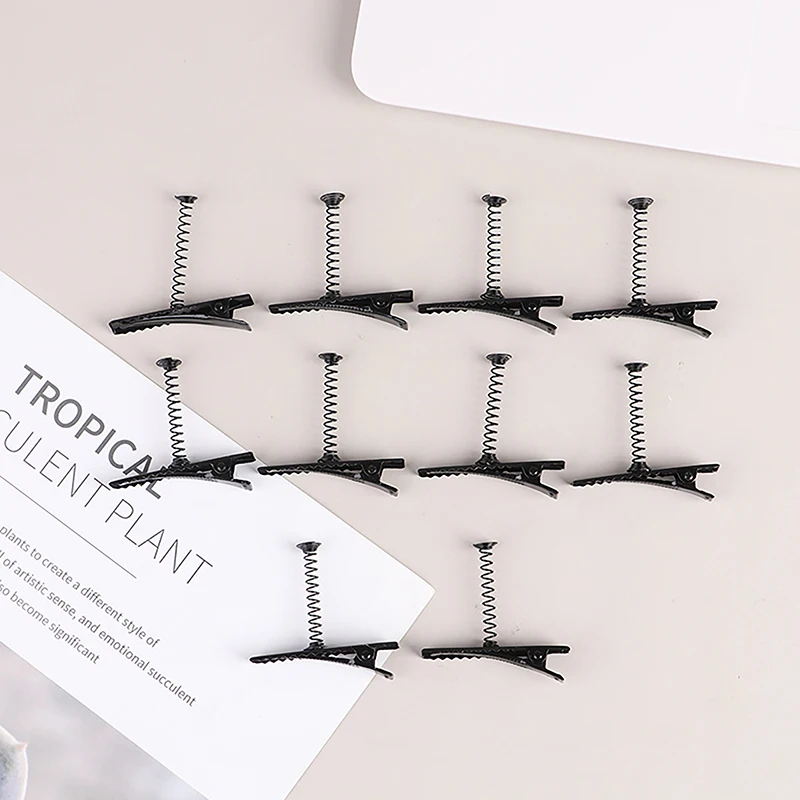 10Pcs Black Metal Pinch Alligator Hair Clips 40mm With Wire Coil Spring Craft Hairpin For Fashion Party Favor Children Toy