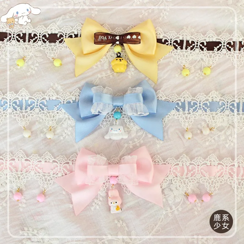 Lovely Cartoon Bell Necklace Collarbone Chain Lolita Adorable Girl Gift Purin Baby Cinnamon Pink Rabbit