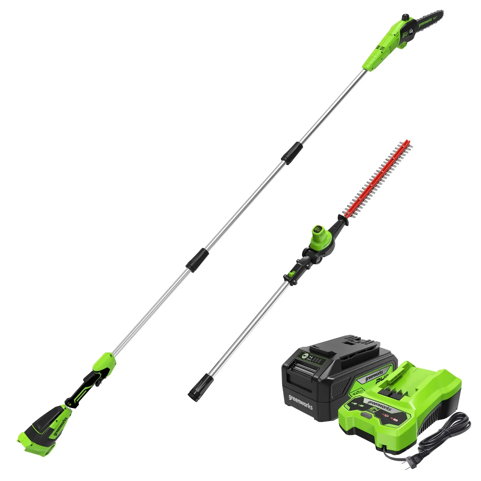 Greenworks-Cordless Pole Hedge Trimmer Combo, 24V, 8 