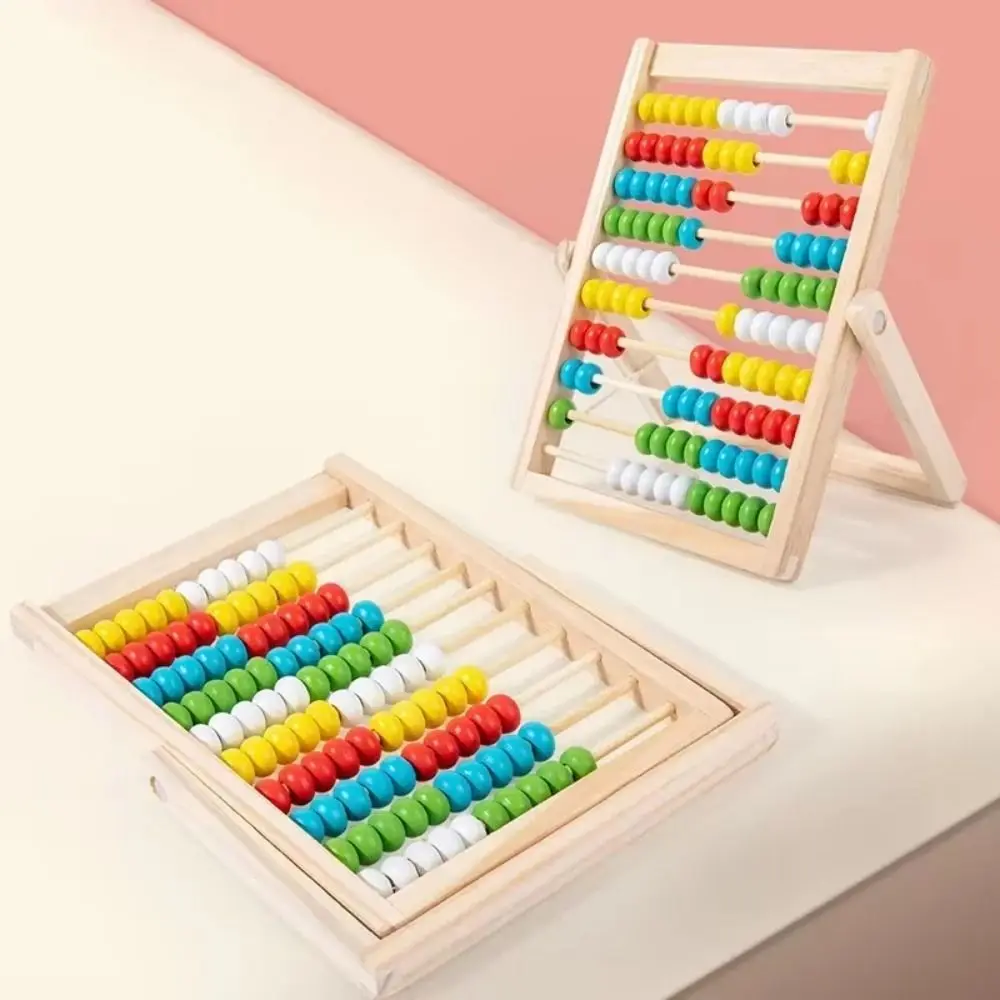 Calculating Beads Wooden Educational Counting Toy Wooden Colorful Beads Number Arithmetic Abacus Counting Montessori