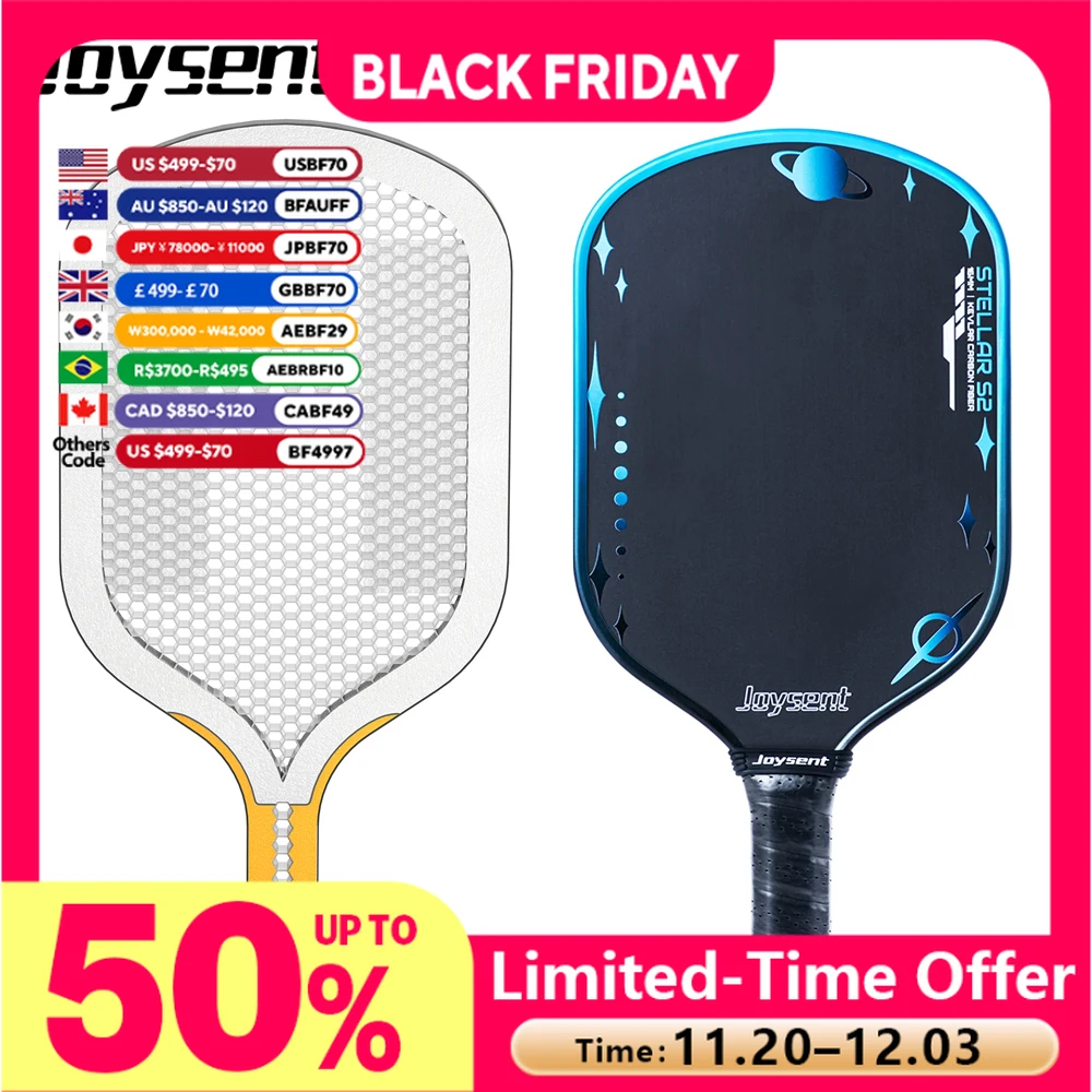 

Pickleball Paddles Pro T700 Raw Carbon Fiber 16mm Thermoformed Spin Control Power Joysent Racket Intermediate Expert