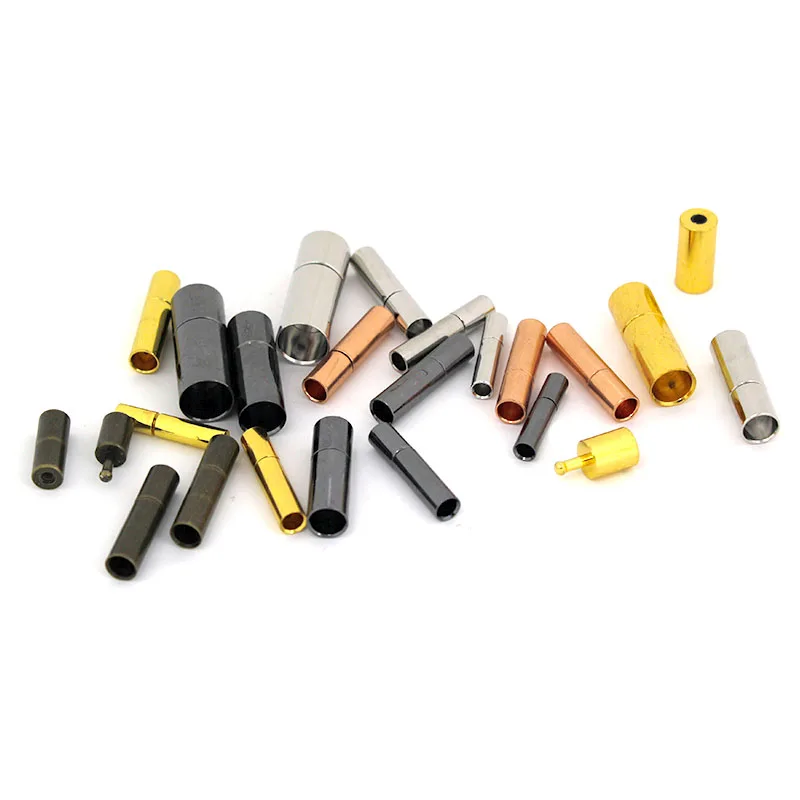 10pcs Copper Fasteners Buckle End Caps Clasps for Jewelry Fit 2/3/4/5/6/8mm Cord Bracelet Necklace Connectors Bayonet Clasps DIY
