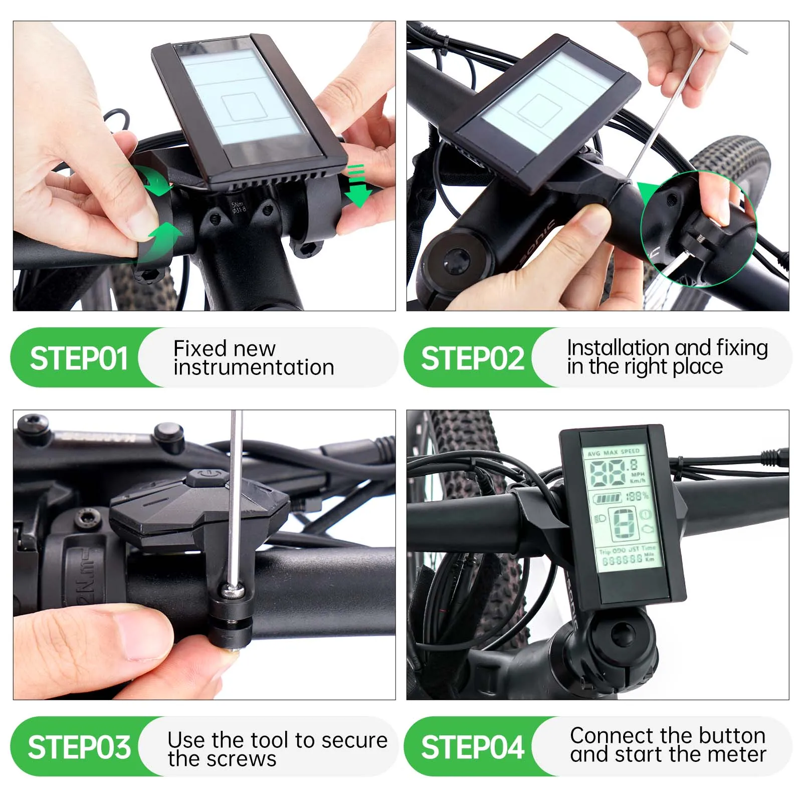 شاشة لوحة 800S، شاشة عرض الدراجة الإلكترونية، عداد الدراجة الكهربائية 5 دبوس 24 فولت 36 فولت 48 فولت 52 فولت شاشة لوحة سكوتر عالمية #3