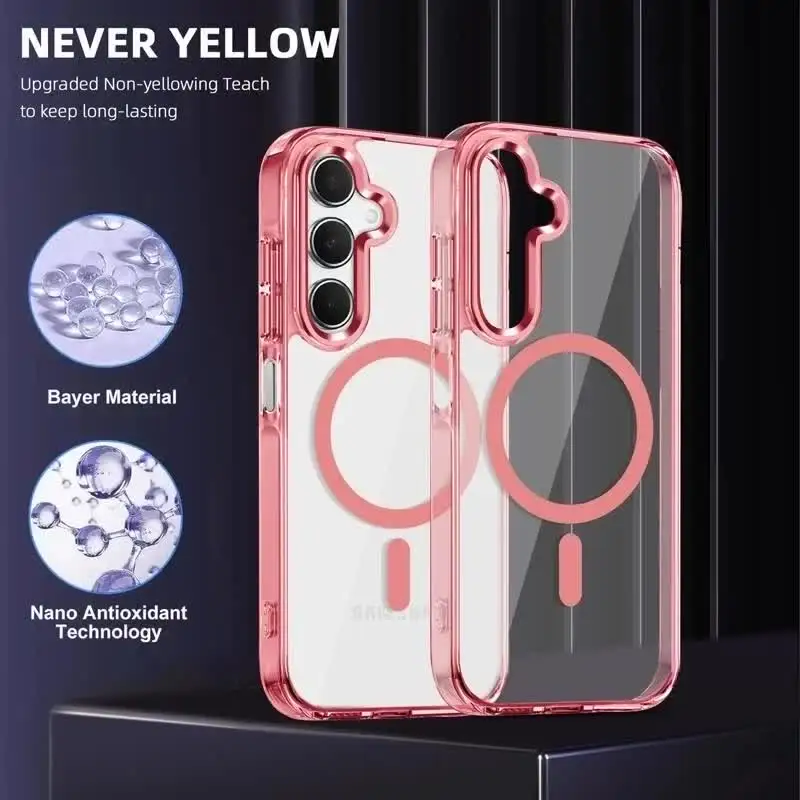 For Magsafe Transparent Case For Samsung Galaxy A 57 56 55 37 36 35 15 16 17 5G Wireless Charge Protector Magnetic Matte Cover