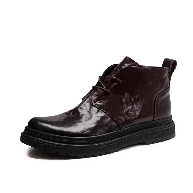 

Chelsea Boots Mens Autumn Winter Genuine Leather Combat Motorcycle Boots Outdoor Ankle Boots Snow Luxury Cowboy Designer Shoes