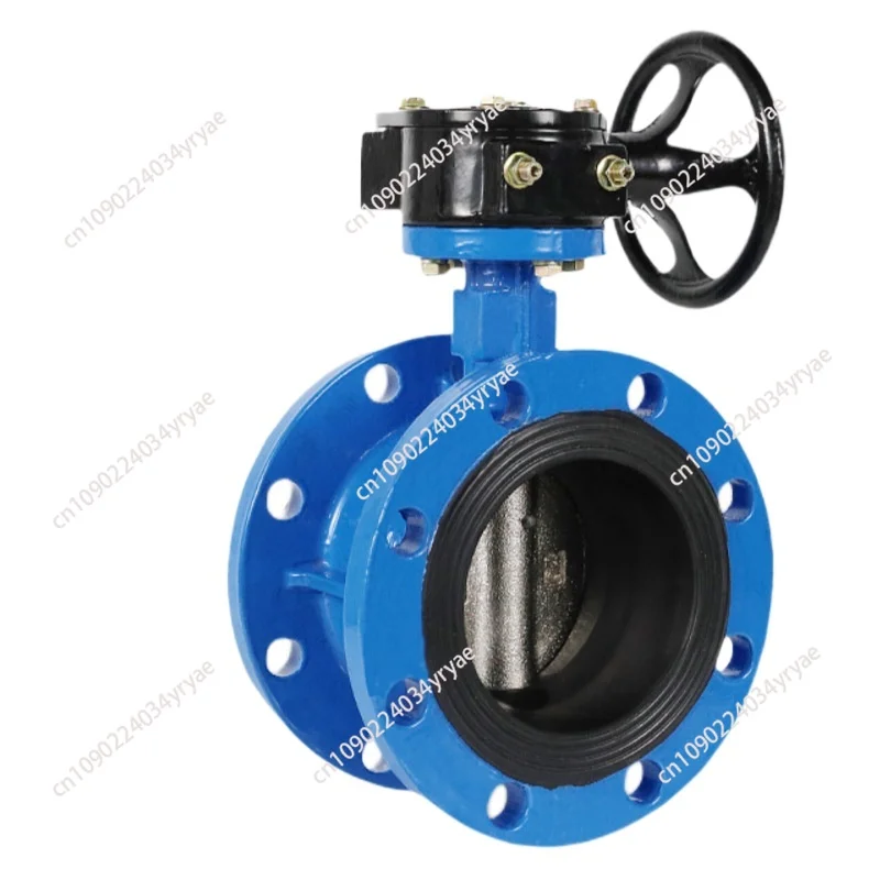 Turbine flanged butterfly valve D341X-16Q ductile iron soft seal double flange center line manual valve