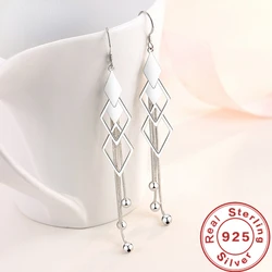 SAIYE Fashion 925 Sterling Silver Long Earrings Diamond-Shaped Geometric Earrings For Women'S Wedding Charm Jewelry Gifts