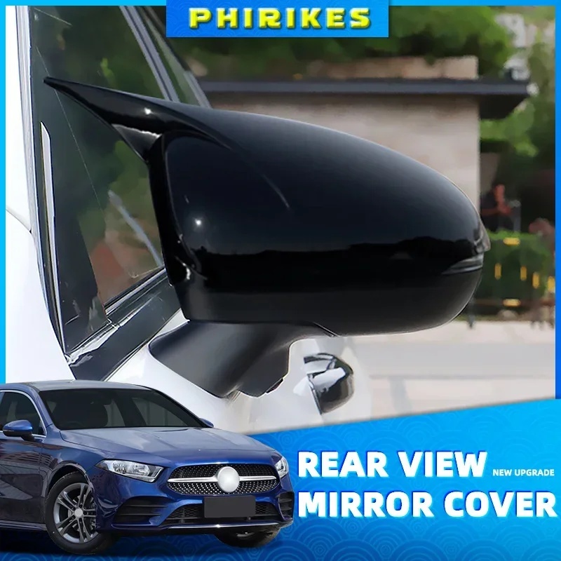 Black Side Mirror Cover Caps for Mercedes Benz W177 A Class 2018 2019 2020 A220 A180 A250 A200 V177