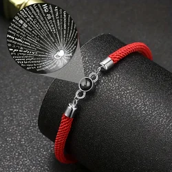 100 Languages I Love You Projection Braided Rope Bracelet Fashion Jewelry for Girlfriend Gift 2024 Hot Sale Romantic Accessories