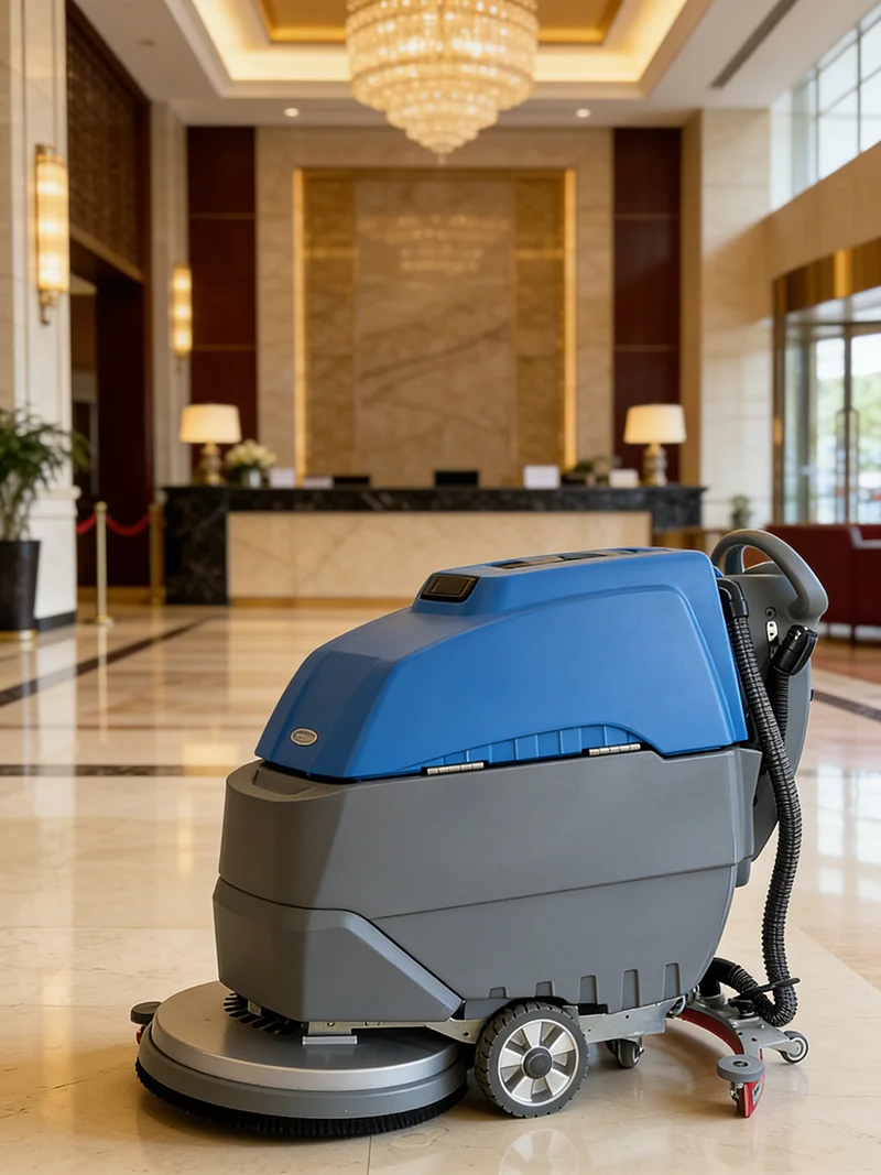 Commercial Automatic Walk Behind Floor Scrubber with Disc Brush and Cylindrical Brush Options for Versatile Cleaning