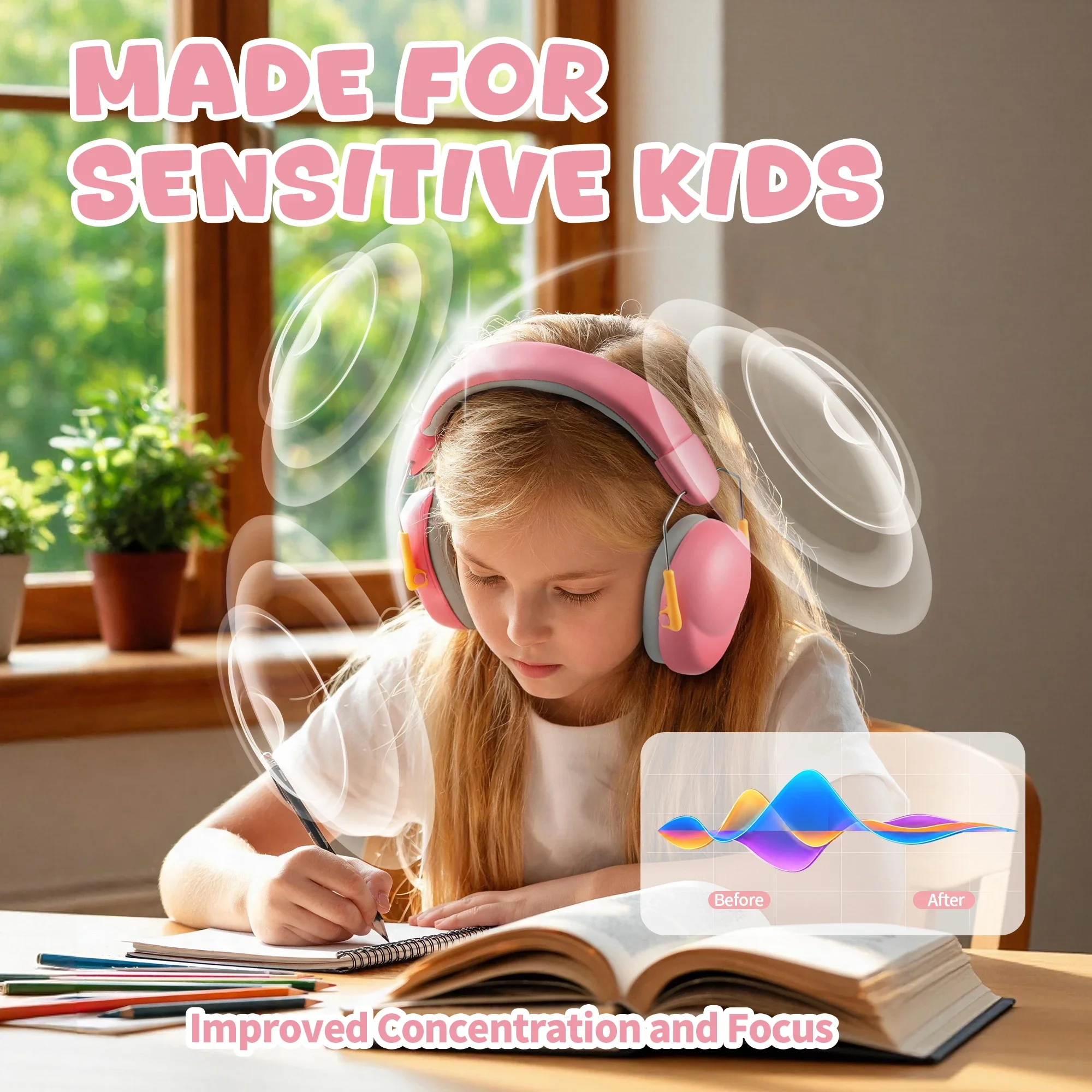 Children Noise Cancelling Earmuffs NRR25dB Upgraded Hearing Protection Ear Muffs Autism Sensory Toddler Kids