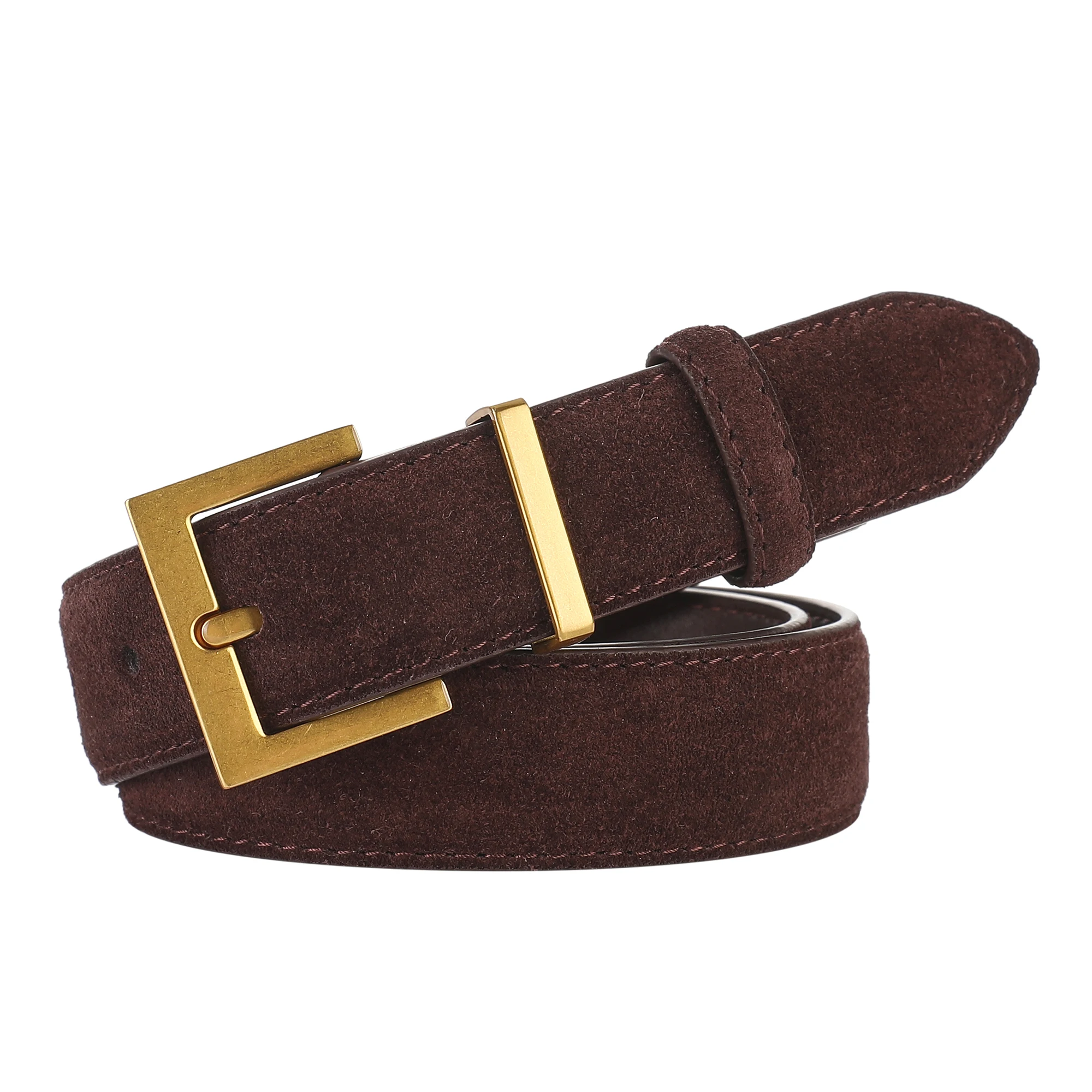 Trendiger Damen-Doppelgürtel aus echtem Leder, elegantes Rindsleder-Wildleder mit stilvoller quadratischer Legierungsschnalle, ideal für Kleider und Jeans – Detail 15