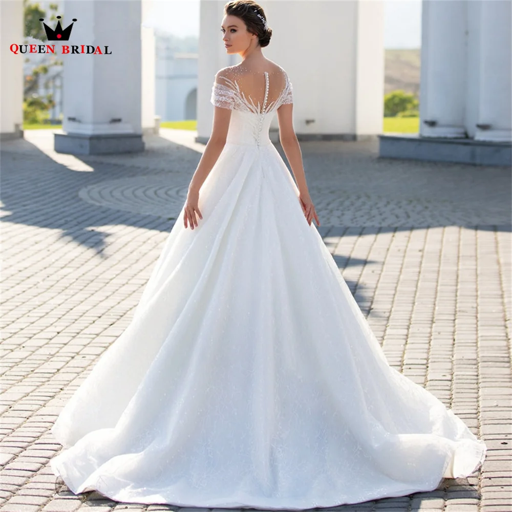 Ballkleid 3 4 Ärmeln Satin Hochzeit Kleider Spitze Kristall Gürtel Formale Elegante Brautkleid 2022 Neue Design Nach Maß DS44