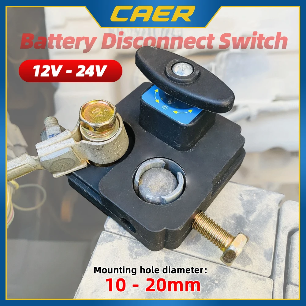 Battery Disconnect Switch 12-48V - Power Cut Master Isolator For Cars, Rvs & Boats (Negative, On/Off)