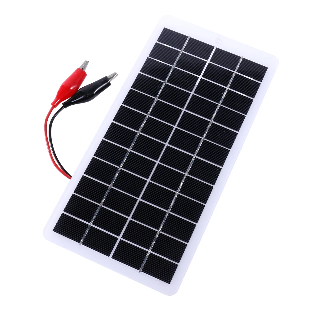 10W Solar Battery Charger with Carabiner 12V Solar Power Bank Polysilicon Solar Charger Plate Portable for 9-12V Battery