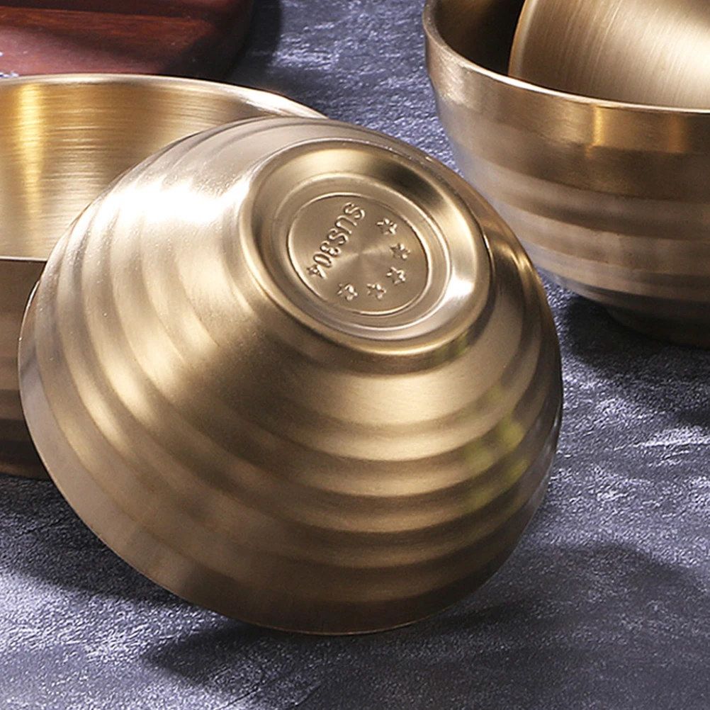 

Stainless Steel Double Layer Food Bowl Kitchen Tableware Antiskid Perfect for Rice Snacks Soup Buffet Restaurant Golden