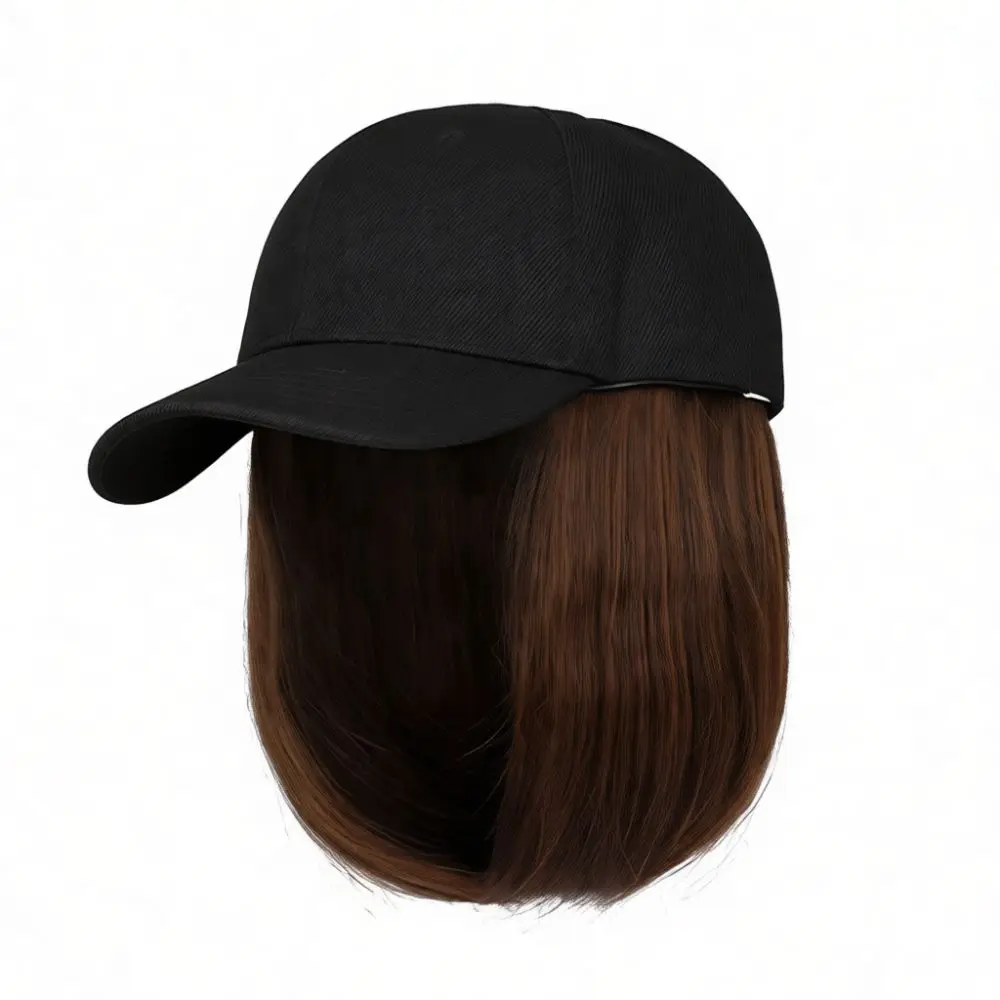 Practical Baseball Hat Short Bob Wig Trendy Synthetic Hair Accessory Realistic Appearance Daily Comfortable Wear For Woman