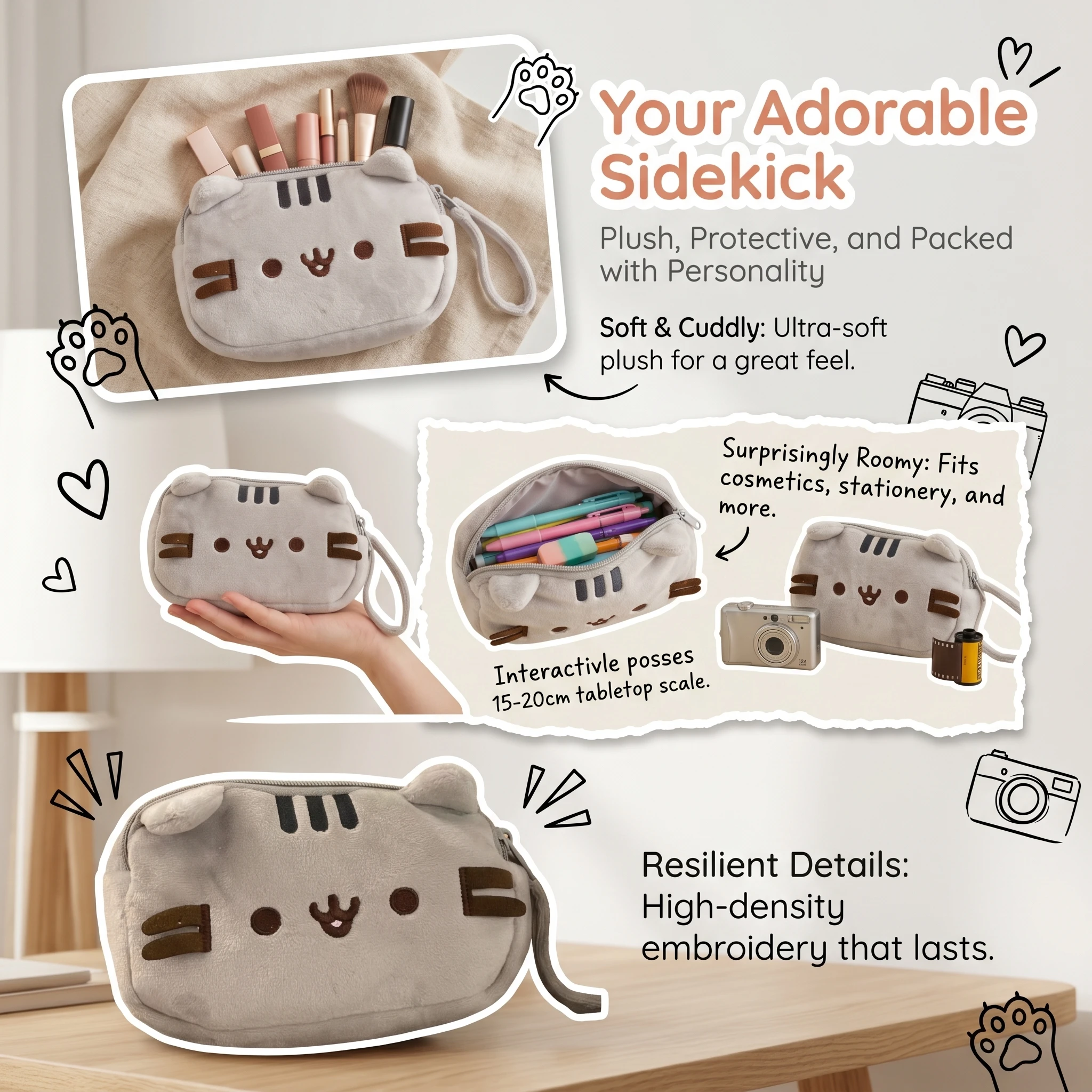 かわいいプシーンスタイルの猫型化粧ポーチ 大容量メイクアップ - Beauty Makeup Case のレビューと価格