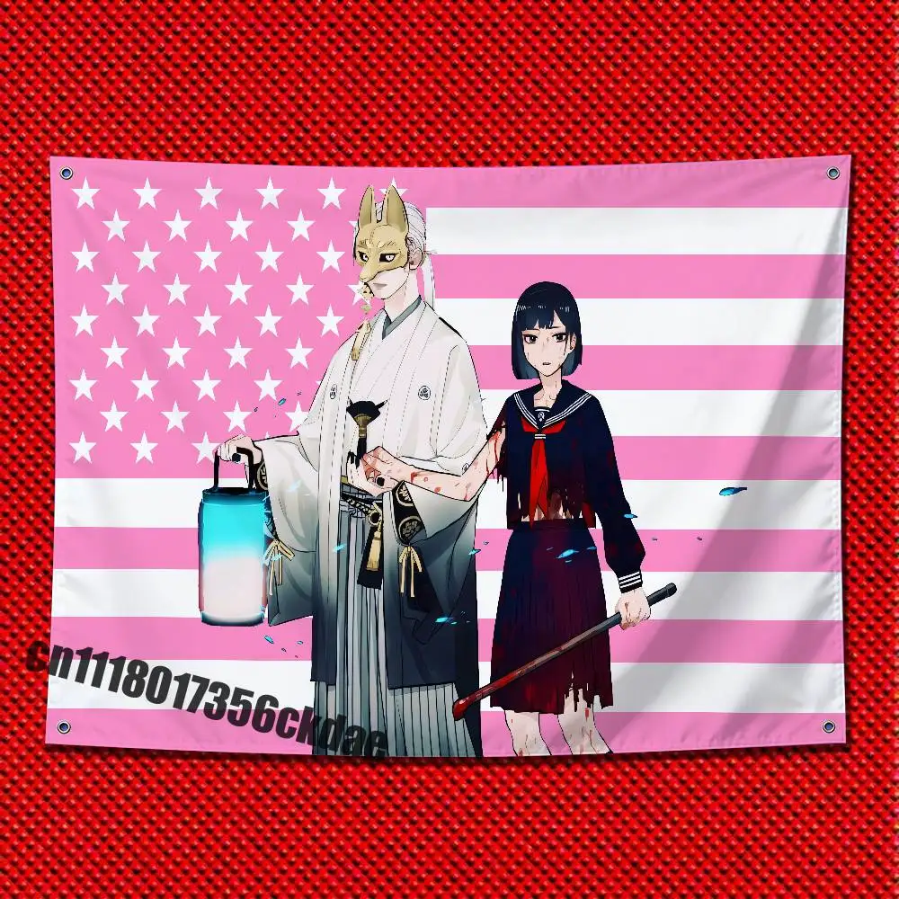 For SILENT HILL F Hinako Shimizu Fox Mask Flag 100x150cm Outdoor Garden Gift Wall Banner Tapestry Cover Decoration