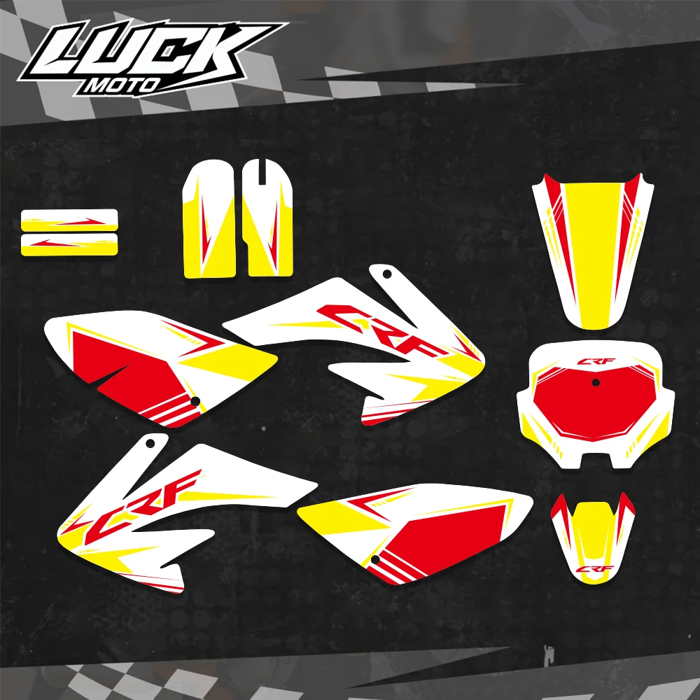 LUCKMOTO For Honda CRF70 CRF 70 2004 -2007 2008 2009 2010 Full Graphics Background Decals Stickers Motorcycle Protector Stickers