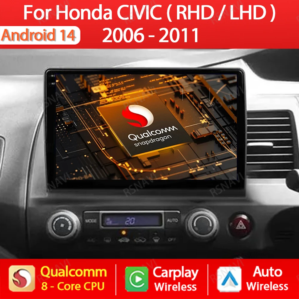 

Android 14 Car Radio For Honda Civic 2005 - 2012 Multimidia Stereo Video Player NAVI GPS Head Unit 4G WIFI DSP Carplay Auto QLED