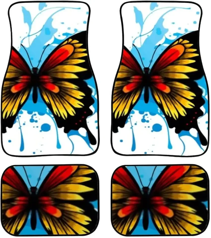 Car Floor Mats Decorative Butterfly Stain Design Print Design Carpet Car SUV Truck Floor Mats 4 Pcs, Truck Floor Mats