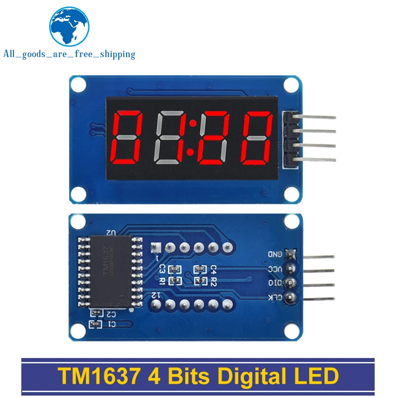 

TM1637 4 Bits Digital LED Display Module For arduino 7 Segment 0.36Inch Clock RED Anode Tube Four Serial Driver Board Pack