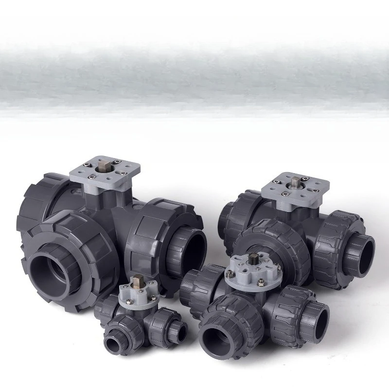 High platform three-way ball valve T-type L-type plastic valve switch PVC chemical water pipe pipeline multi-way valve