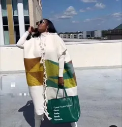 American Blogger 2023 Fashion Fall & Winter Warm Open Front Kimonos Free Size African Lady Warm Fuzzy Long Cardigans For Holiday