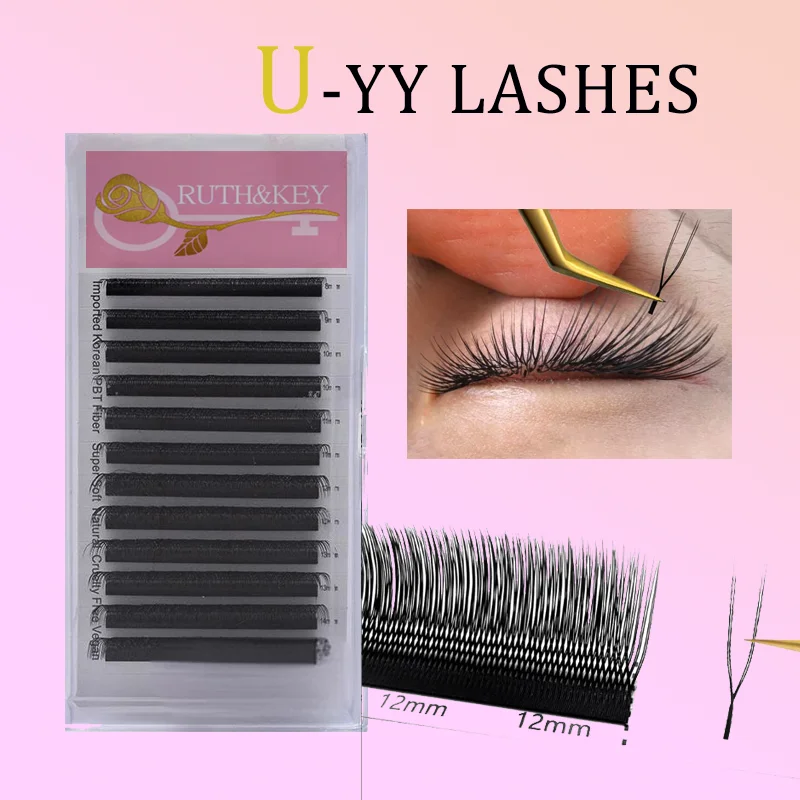 0.07 U Shape YY False Eyelashes Bundles Feathers Premade Ready-Made Cilia Cluster Fan Fake Eyelash For Woman Cosplay Makeup Tool