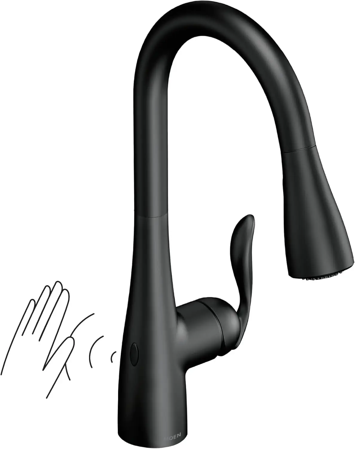 Matte Black Motionsense Wave Sensor Touchless One-Handle Pulldown Kitchen Faucet Featuring Power Clean, 7594EWBL