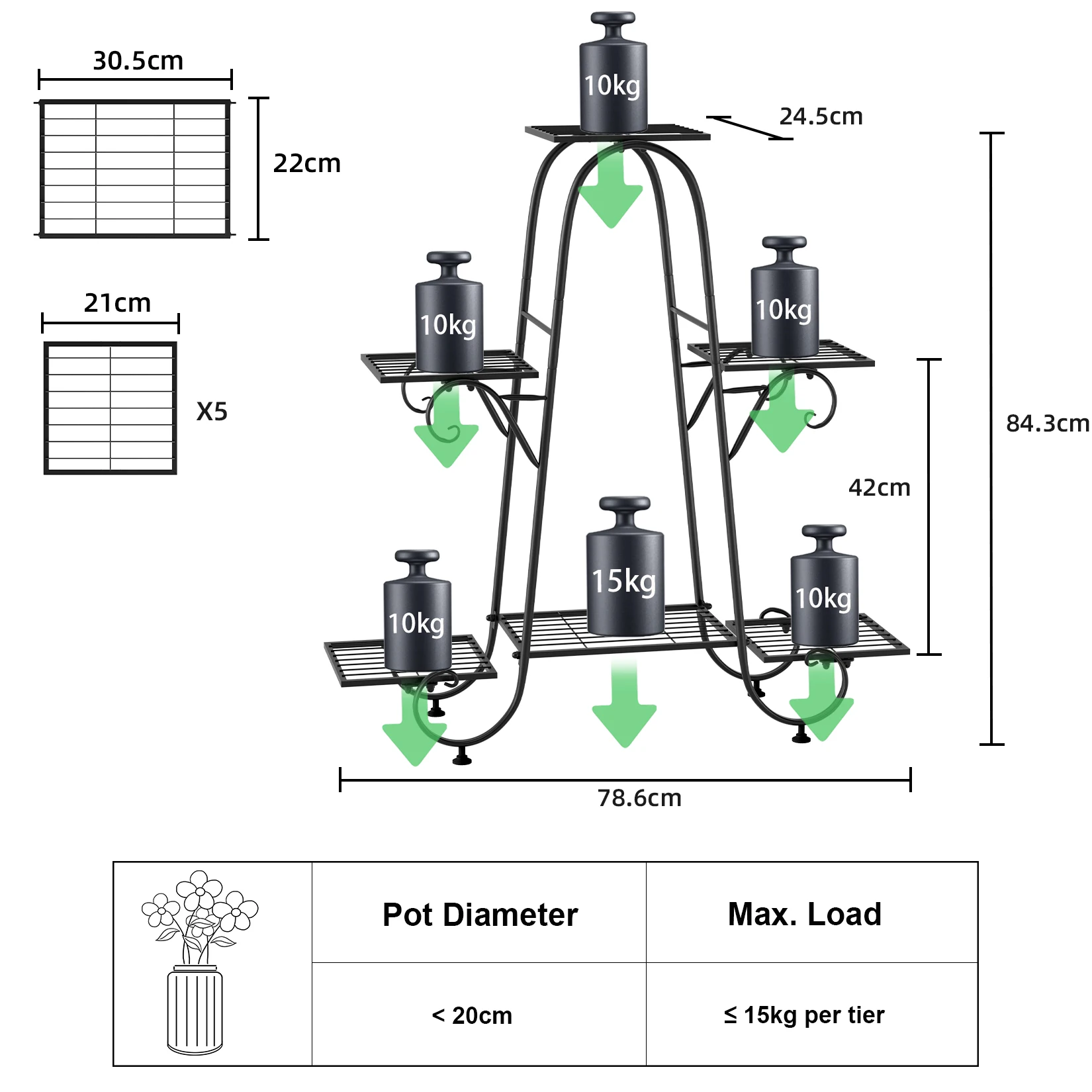 Multi tier Metal Plant Stand Garden Patio Flower Rack Step Design Outdoor Indoor Wrought Iron