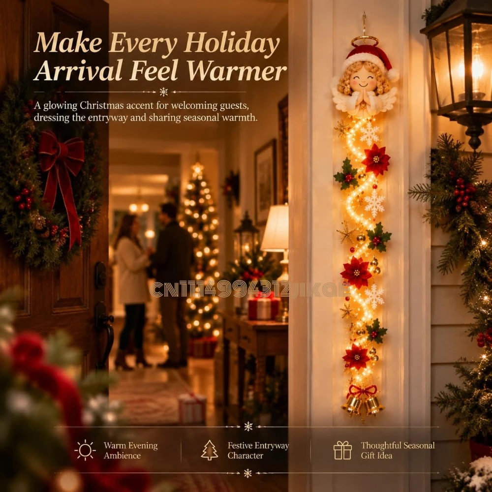 Glowing Christmas Door Hanger，Large Lighted Christmas Tree Door Decor, Perfect for Front Doors, Porches and Walls