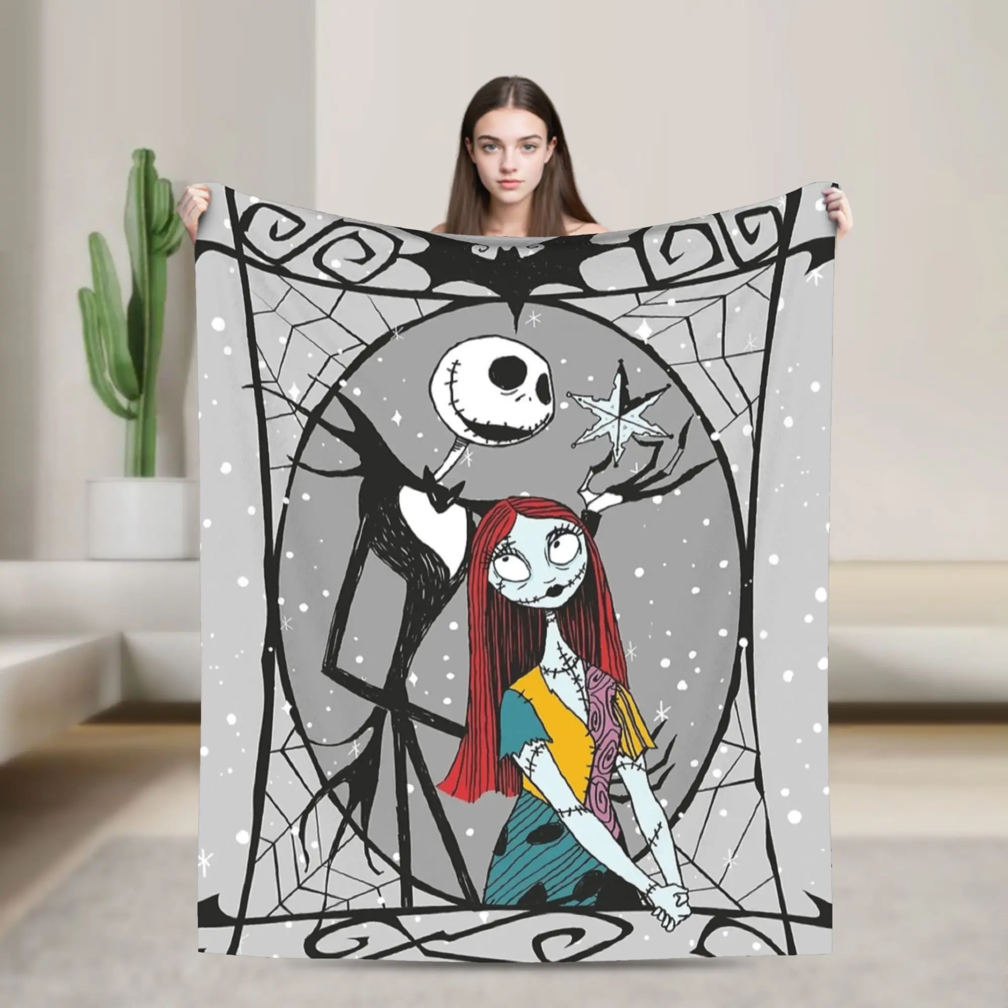 

Jack Skellington and Sally Nightmare Before Christmas Blanket Fleece Autumn/Winter Throw Blanket for Bed Plush Thin Quilt