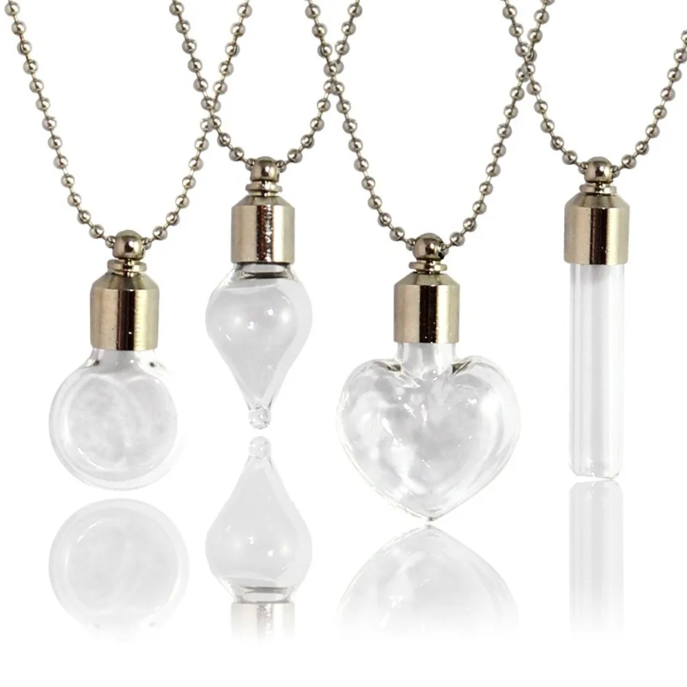 New Fillable Wishing Jars With Ball Chain Urn Jewelry Bottle Pendant Ashes Fillable Vial