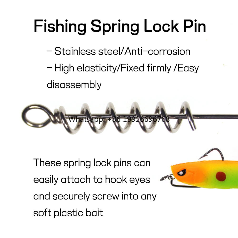 

30/35/40/45/50mm Stainless Steel Soft Lure Spring Lock Pin Fishing Crank Hook Screw Bait Connector Accessories factory