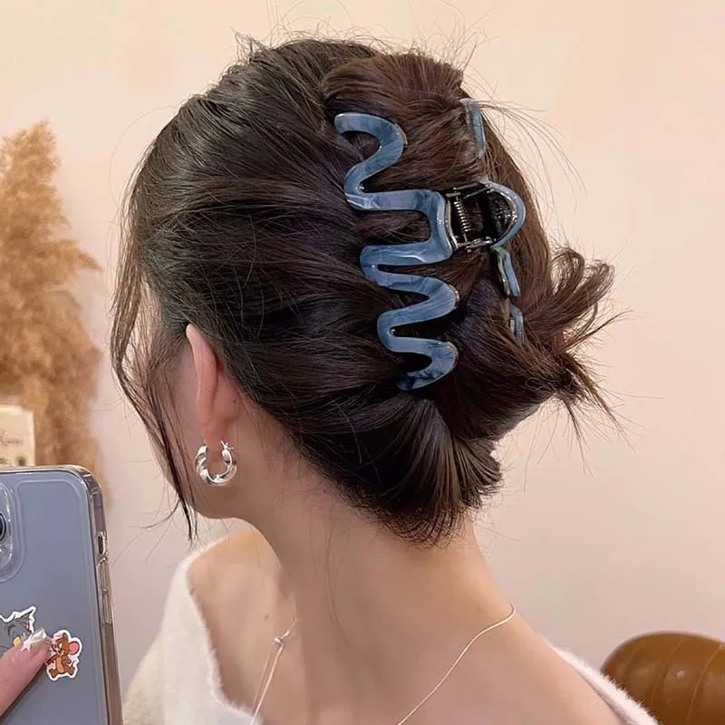 Acetate Hair Clips French Blue Metal Hairpin Woman Temperament Shark Clip Blue Fashion Hair Accessories Girls Korean Headwear