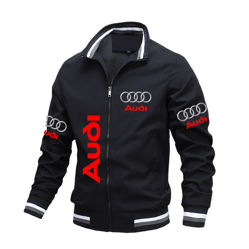 

Audi Jacket 2024 New Men Motorcycle Jackets Brand Car Logo Print Jacket Windbreaker Casual Loose Biker Jacket Audi Clothing Men