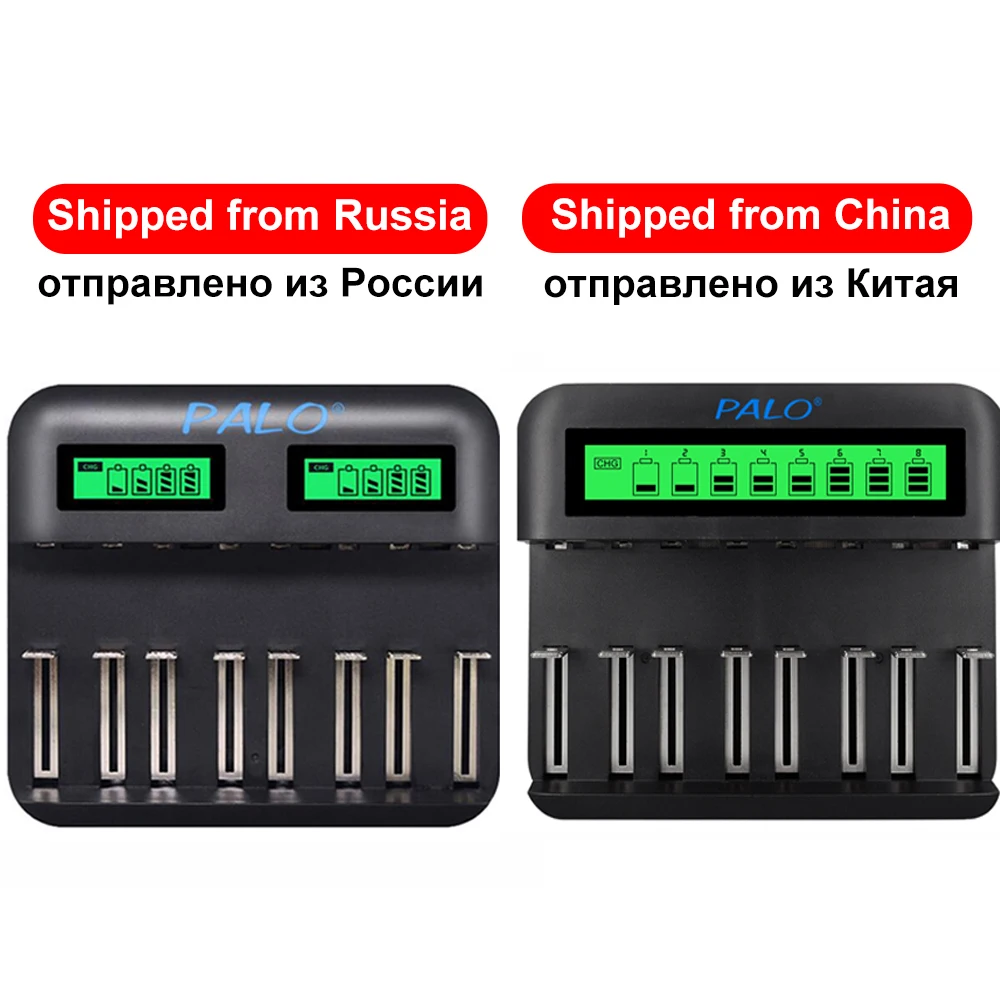 PALO 1.2V Nimh C size Rechargeable Battery 4000mah Type C Battery+LCD Battery Charger for  1.2v NIMH AA AAA C D Type Battery