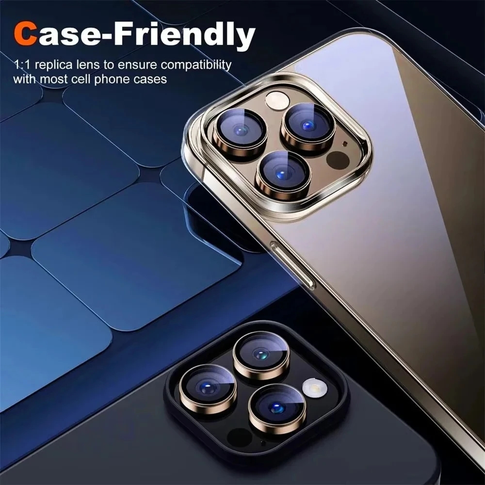 2-3 قطعة حامي عدسة الكاميرا الزجاج ل 16 17 15 14 13 12 11 برو ماكس حلقة معدنية صغيرة عدسة زجاج واقي آيفون 16 15 زائد #2