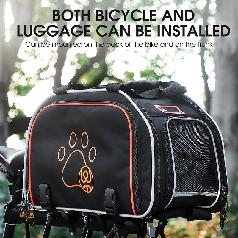 WEST BIKING Foldable Pet Bag Bicycle Saddle Bag Outdoor Camp Travel Cat Dog Carrier Bag Large Capacity MTB Road Bike Trunk Bag