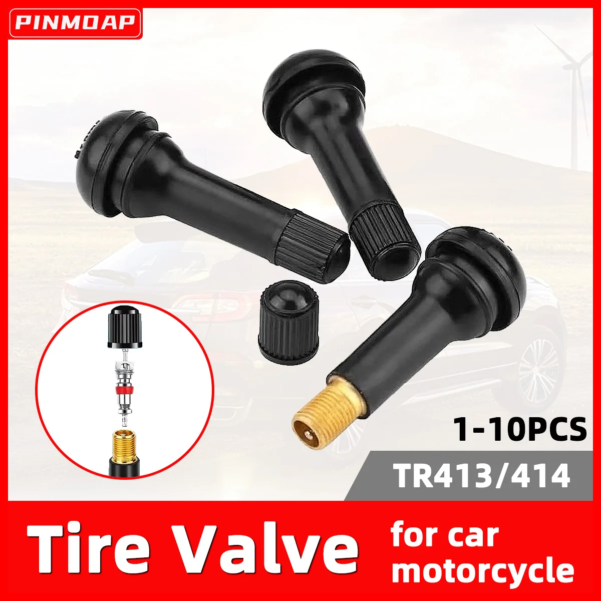 

Вентиль PINMOAP TR413/414 с резиновым уплотнением, подходит для вакуумных шин, с пылезащитным колпачком, водонепроницаемый и пылезащитный, для мотоциклов