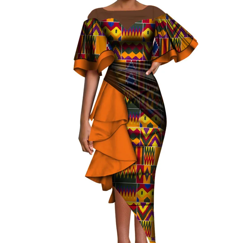 African Women Dress with Lace Decoration Bazin Riche Traditional African Clothing Dashiki Dress Robe Africaine African